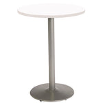 Pedestal Bistro Table with Four Yellow Kool Series Barstools, Round, 36"Dia x 41h, Designer White