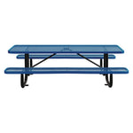 Expanded Steel Picnic Table, Rectangular, 96 x 62 x 29.5, Blue Top, Blue Base/Legs