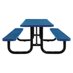 Expanded Steel Picnic Table, Rectangular, 96 x 62 x 29.5, Blue Top, Blue Base/Legs