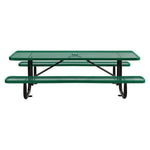 Expanded Steel Picnic Table, Rectangular, 96 x 62 x 29.5, Green Top, Green Base/Legs