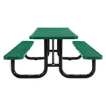 Expanded Steel Picnic Table, Rectangular, 96 x 62 x 29.5, Green Top, Green Base/Legs