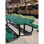 Expanded Steel Picnic Table, Rectangular, 96 x 62 x 29.5, Green Top, Green Base/Legs