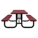 Expanded Steel Picnic Table, Rectangular, 96 x 62 x 29.5, Red Top, Red Base/Legs