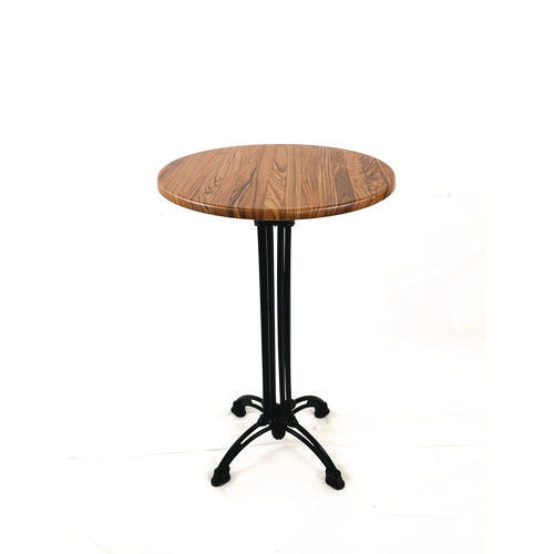 Topalit Tables, Round, 24" dia x 42"h, Teak Top, Black Aluminum Base/Legs