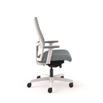 Ignition 2.0 4-Way Stretch Mid-Back Mesh Task Chair, 17" to 21" Seat Height, Basalt Seat, Fog Back, Designer White Base