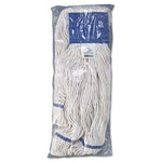 Super Loop Wet Mop Head, Cotton/Synthetic Fiber, 5" Headband, X-Large Size, White, 12/Carton