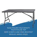 IndestrucTable Classic Bi-Folding Table, Rectangular, 60" x 30" x 29", Charcoal