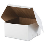 White One-Piece Non-Window Bakery Boxes, 10 x 10 x 5.5, White, Paper, 100/Carton