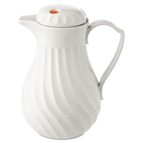 Poly Lined Carafe, Swirl Design, 40 oz, White