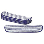 Microfiber Finish Pad, 18 x 5.5, Blue/White, 6/Box