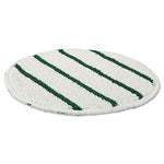 Low Profile Scrub-Strip Carpet Bonnet, 19" Diameter, White/Green, 5/Carton