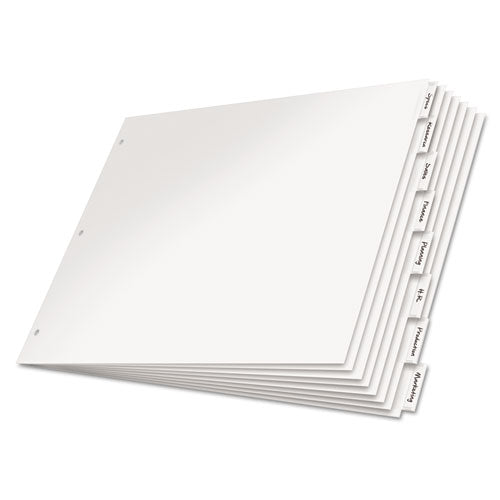 Paper Insertable Dividers, 8-Tab, 11 x 17, White, Clear Tabs, 1 Set