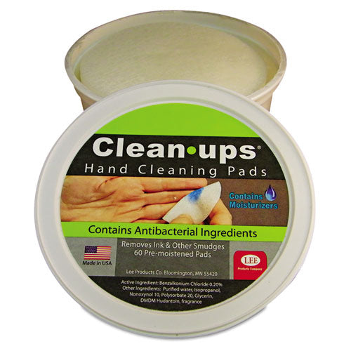 Clean-Ups Hand Cleaning Pads, Cloth, 1-Ply, 3" dia, Mild Floral Scent, 60/Tub