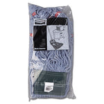 Web Foot Wet Mop Head, Shrinkless, Cotton/Synthetic, Blue, Medium, 6/Carton