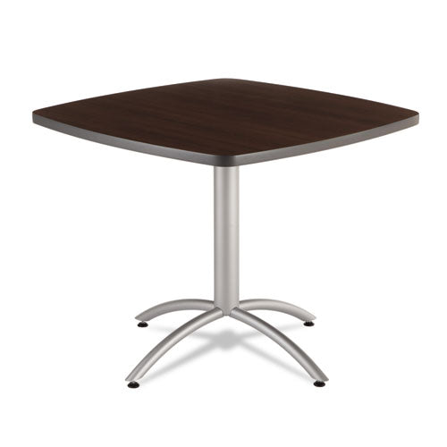 CafeWorks Cafe-Height Table, Square, 36" x 36" x 30", Walnut/Silver