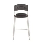 CafeWorks Stool, Supports Up to 225 lb, 30" Seat Height, Graphite Seat, Graphite Back, Silver Base