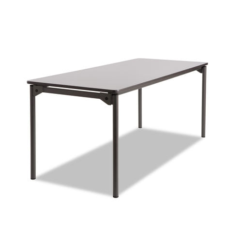 Maxx Legroom Wood Folding Table, Rectangular, 72" x 30" x 29.5", Gray/Charcoal