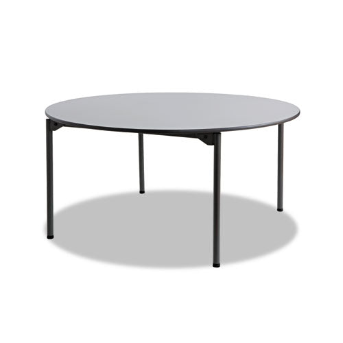 Maxx Legroom Wood Folding Table, Round, 60" x 29.5", Gray/Charcoal