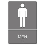 ADA Sign, Men Restroom Symbol w/Tactile Graphic, Molded Plastic, 6 x 9, Gray