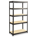 Boltless Steel/Particleboard Shelving, Five-Shelf, 36w x 18d x 72h, Black