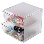 Stackable Cube Organizer, 2 Compartments, 2 Drawers, Plastic, 6 x 7.2 x 6, Clear