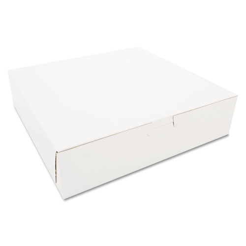 White One-Piece Non-Window Bakery Boxes, 10 x 10 x 2.5, White, Paper, 250/Carton