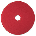 Low-Speed Buffer Floor Pads 5100, 14" Diameter, Red, 5/Carton