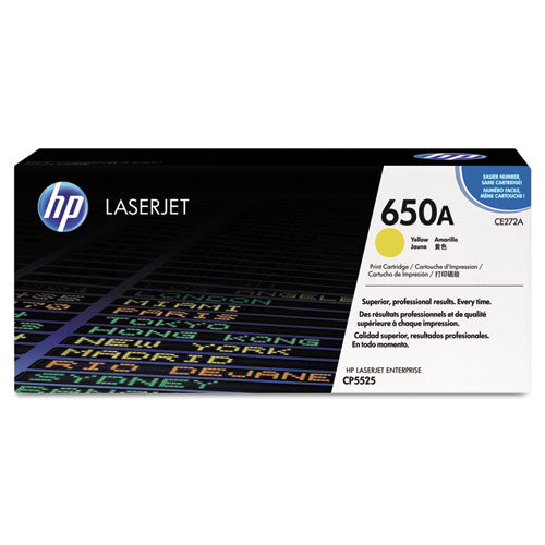 HP 650A, (CE272A) Yellow Original LaserJet Toner Cartridge