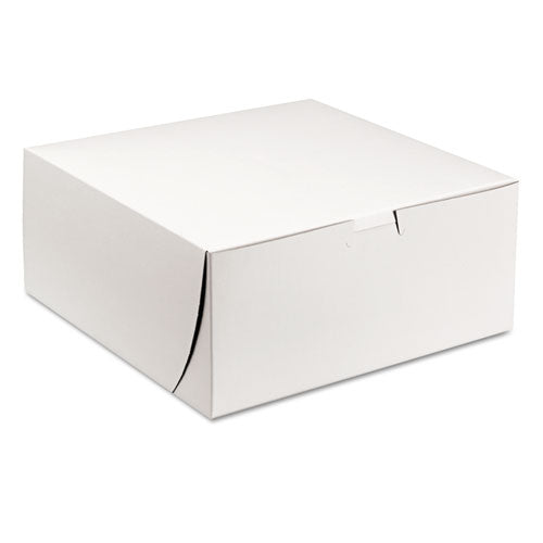 White One-Piece Non-Window Bakery Boxes, 9 x 9 x 4, White, Paper, 200/Carton