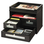 Midnight Black Collection Tidy Tower, 5 Compartments, 3 Drawers, 12.8 x 10.6 x 10.9, Black, Ships in 1-3 Business Days