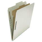 Four-Section Pressboard Classification Folders, 2" Expansion, 1 Divider, 4 Fasteners, Letter Size, Gray Exterior, 10/Box