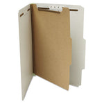 Four-Section Pressboard Classification Folders, 2" Expansion, 1 Divider, 4 Fasteners, Letter Size, Gray Exterior, 10/Box