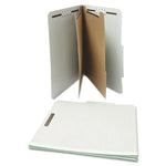 Six-Section Pressboard Classification Folders, 2" Expansion, 2 Dividers, 6 Fasteners, Letter Size, Gray Exterior, 10/Box