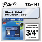 TZe Standard Adhesive Laminated Labeling Tape, 0.7" x 26.2 ft, Black on Clear