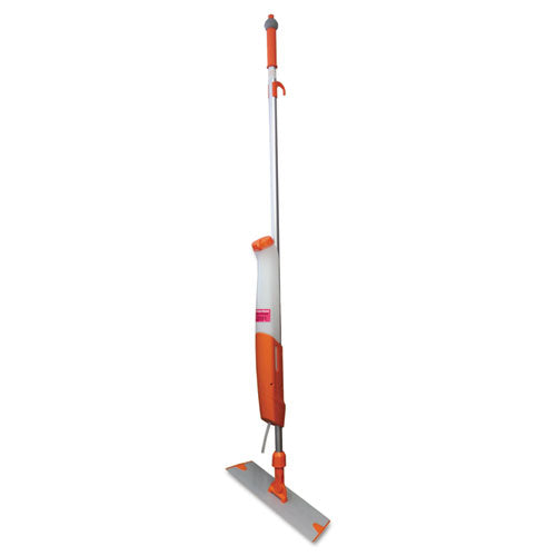 The Mopster Microfiber Bucketless Mop Handle, 18 x 3 Orange Microfiber Head, 54" Silver Aluminum Handle