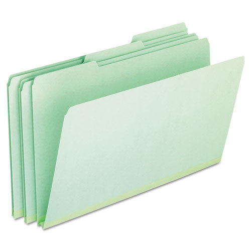 Pressboard Expanding File Folders, 1/3-Cut Tabs: Assorted, Legal Size, 1" Expansion, Green, 25/Box