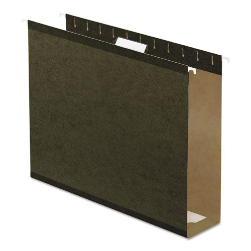 Extra Capacity Reinforced Hanging File Folders with Box Bottom, 3" Capacity, Letter Size, 1/5-Cut Tabs, Green, 25/Box