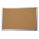 7195014840005 SKILCRAFT Quartet Cork Board, 24 x 36, Tan Surface, Anodized Aluminum Frame