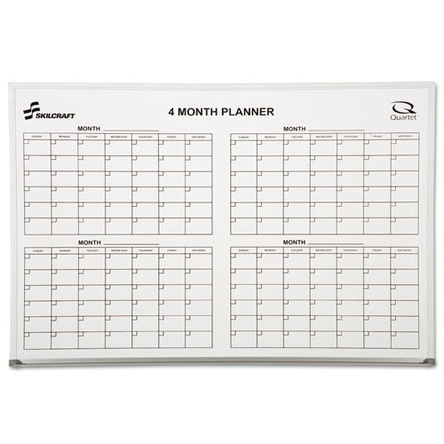 7110015550295 SKILCRAFT Quartet Cubicle Calendar Board, Four Month, 24 x 36, White Surface, Aluminum Frame