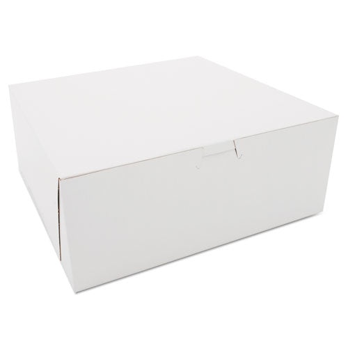 White One-Piece Non-Window Bakery Boxes, 10 x 10 x 4, White, Paper, 100/Carton