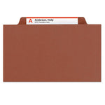 Recycled Pressboard Classification Folders, 2" Expansion, 1 Divider, 4 Fasteners, Letter Size, Red Exterior, 10/Box