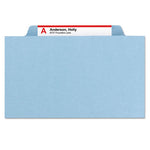 6-Section Pressboard Top Tab Pocket Classification Folders, 6 SafeSHIELD Fasteners, 2 Dividers, Letter Size, Blue, 10/Box