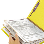 Six-Section Pressboard Top Tab Classification Folders, Six SafeSHIELD Fasteners, 2 Dividers, Letter Size, Yellow, 10/Box