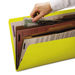 6-Section Pressboard Top Tab Pocket Classification Folders, 6 SafeSHIELD Fasteners, 2 Dividers, Letter Size, Yellow, 10/Box