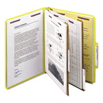 Six-Section Pressboard Top Tab Classification Folders, Six SafeSHIELD Fasteners, 2 Dividers, Letter Size, Yellow, 10/Box