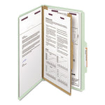 Pressboard Classification Folders, Four SafeSHIELD Fasteners, 2/5-Cut Tabs, 1 Divider, Legal Size, Gray-Green, 10/Box