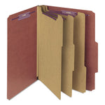 Pressboard Classification Folders, Eight SafeSHIELD Fasteners, 2/5-Cut Tabs, 3 Dividers, Letter Size, Red, 10/Box