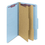 Six-Section Pressboard Top Tab Classification Folders, Six SafeSHIELD Fasteners, 2 Dividers, Legal Size, Blue, 10/Box