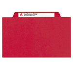 6-Section Pressboard Top Tab Pocket Classification Folders, 6 SafeSHIELD Fasteners, 2 Dividers, Letter Size, Bright Red,10/BX