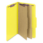 Six-Section Pressboard Top Tab Classification Folders, Six SafeSHIELD Fasteners, 2 Dividers, Legal Size, Yellow, 10/Box